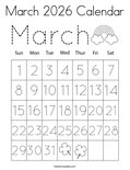 March 2026 Calendar Coloring Page