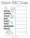 March ABC Order Coloring Page