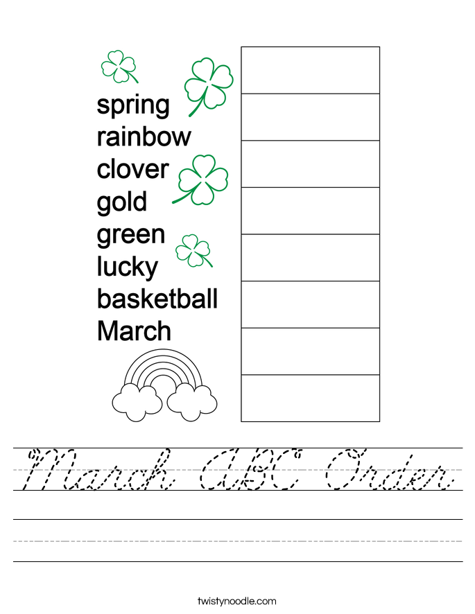 March ABC Order Worksheet