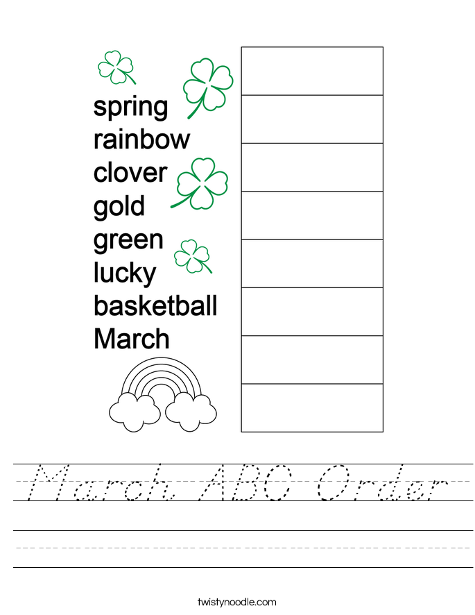 March ABC Order Worksheet