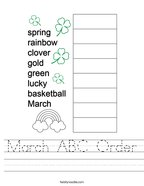 March ABC Order Handwriting Sheet