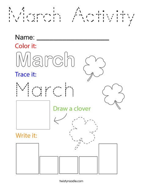 March Activity Coloring Page