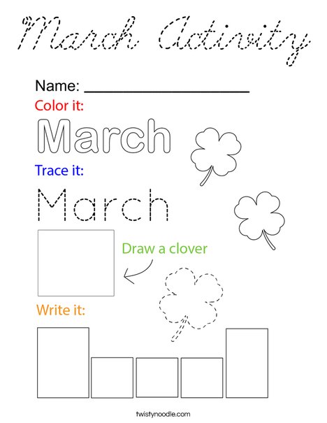 March Activity Coloring Page