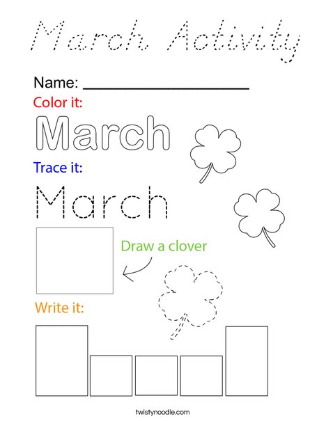 March Activity Coloring Page