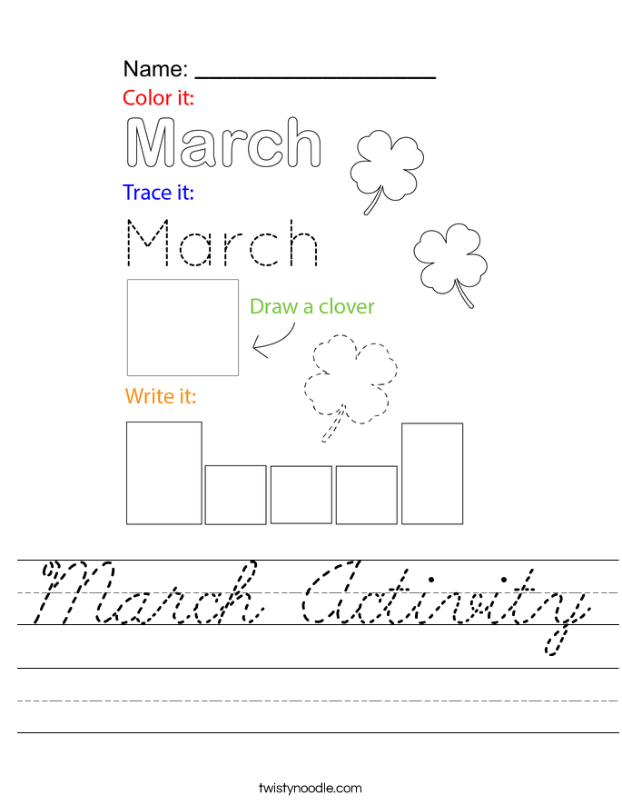 March Activity Worksheet
