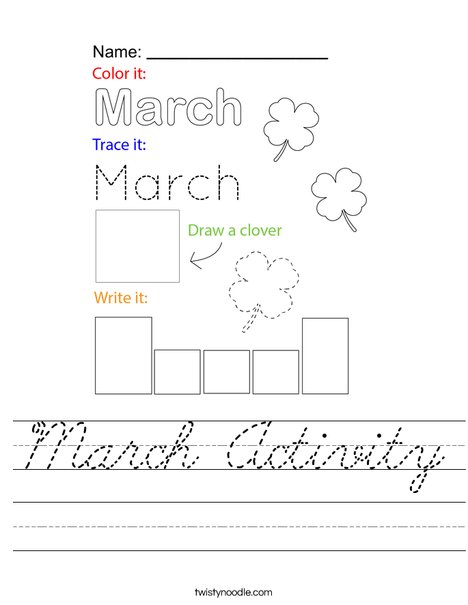 March Activity Worksheet