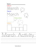 March Activity Handwriting Sheet