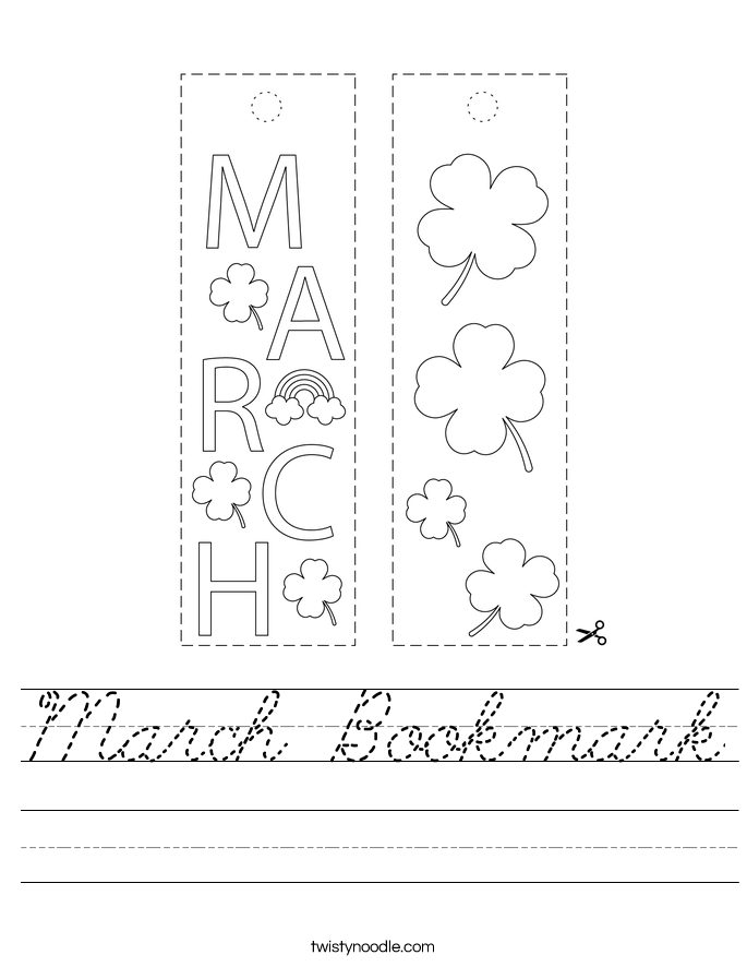 March Bookmark Worksheet