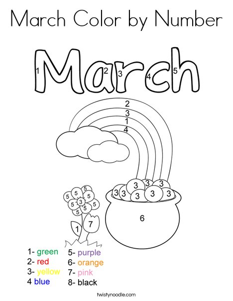 March Color by Number Coloring Page