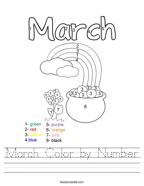 March Color by Number Worksheet