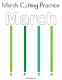 March Cutting Practice Coloring Page