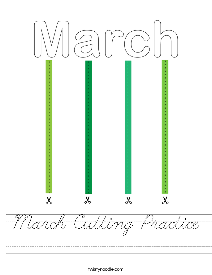 March Cutting Practice Worksheet