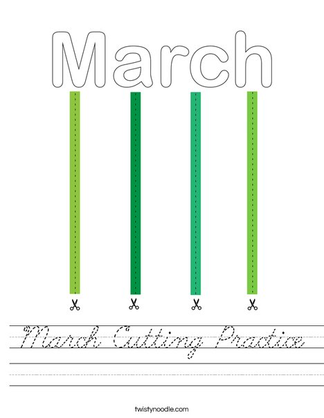 March Cutting Practice Worksheet