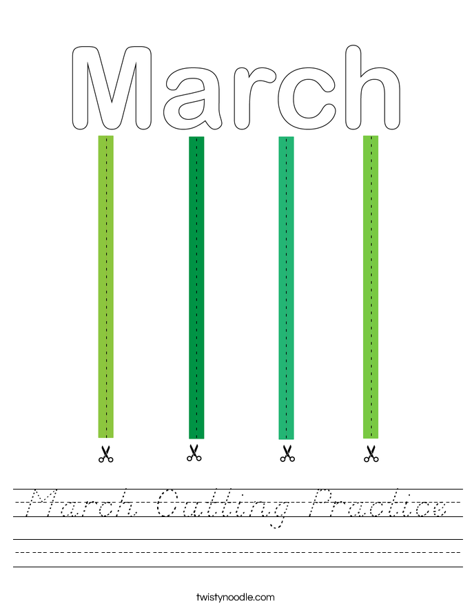 March Cutting Practice Worksheet