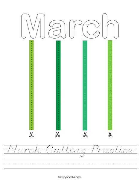 March Cutting Practice Worksheet