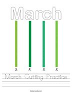 March Cutting Practice Handwriting Sheet
