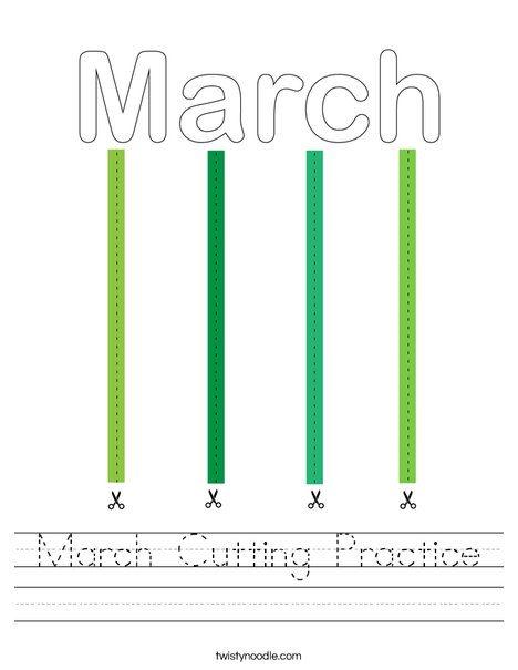 March Cutting Practice Worksheet
