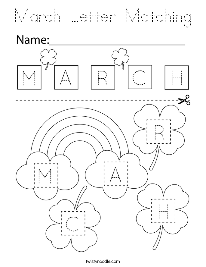 March Letter Matching Coloring Page
