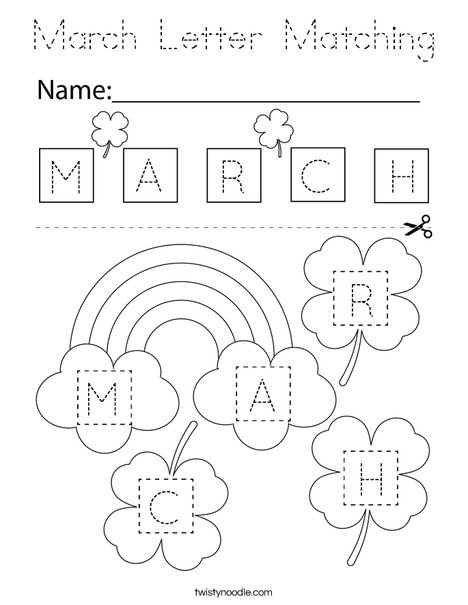 March Letter Matching Coloring Page