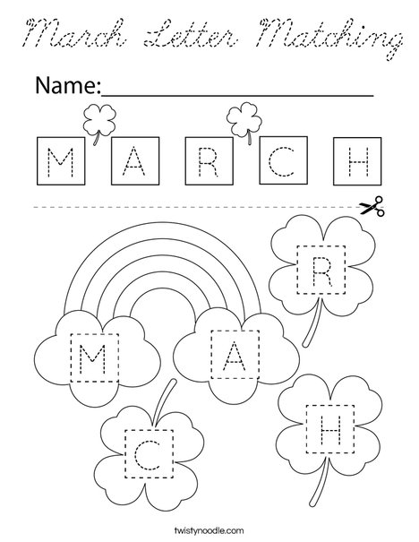March Letter Matching Coloring Page