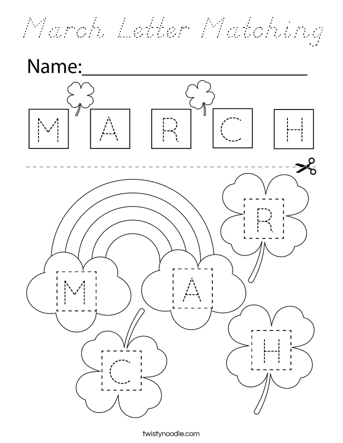 March Letter Matching Coloring Page