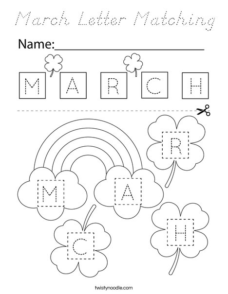 March Letter Matching Coloring Page