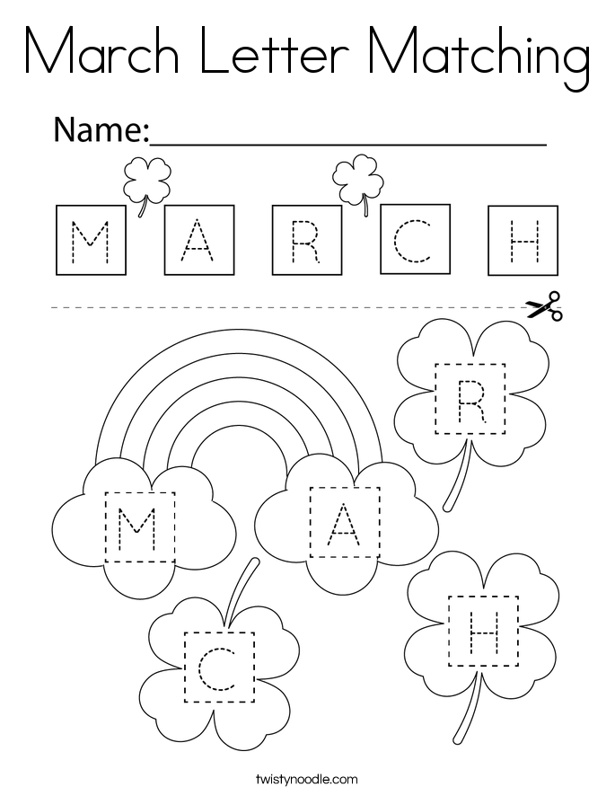 March Letter Matching Coloring Page