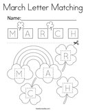 March Letter Matching Coloring Page