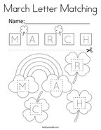 March Letter Matching Coloring Page