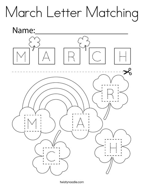 March Letter Matching Coloring Page