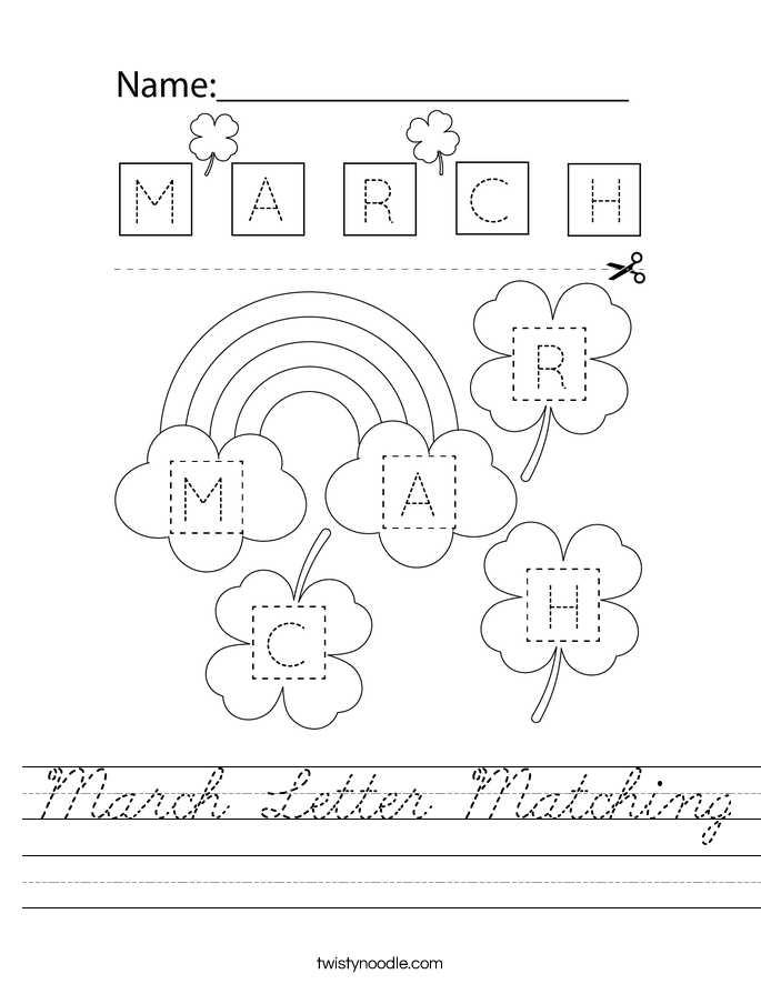 March Letter Matching Worksheet