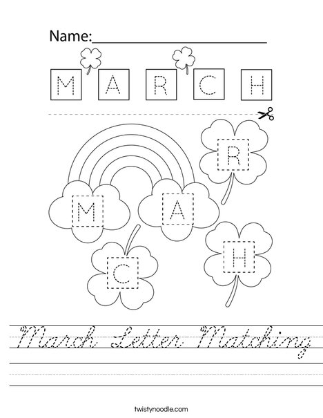 March Letter Matching Worksheet