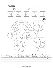 March Letter Matching Handwriting Sheet