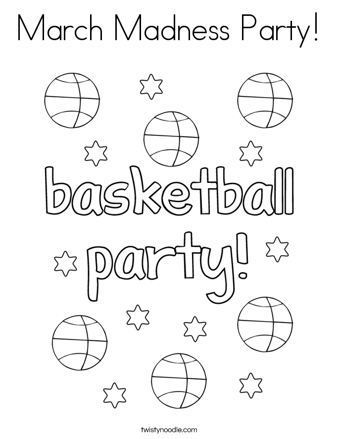 March Madness Party Coloring Page Twisty Noodle