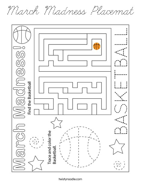 March Madness Placemat Coloring Page