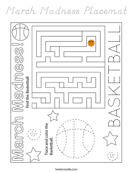 March Madness Placemat Coloring Page