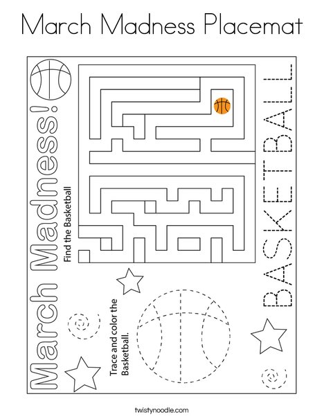 March Madness Placemat Coloring Page Twisty Noodle March Madness Placemat Coloring Page Twisty Noodle