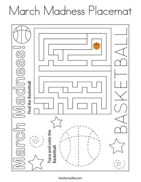 March Madness Placemat Coloring Page