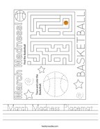 March Madness Placemat Handwriting Sheet