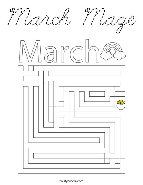 March Maze Coloring Page