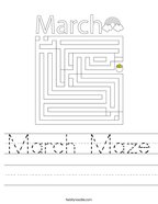March Maze Handwriting Sheet