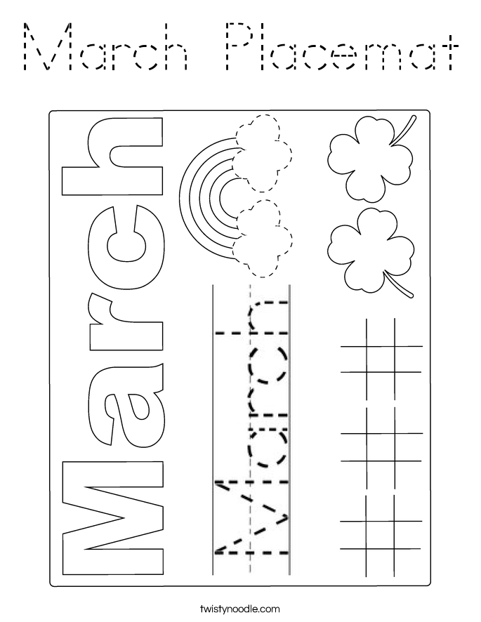 March Placemat Coloring Page