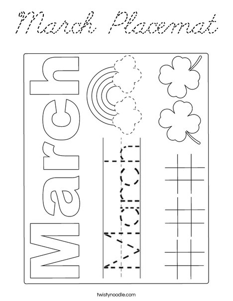 March Placemat Coloring Page