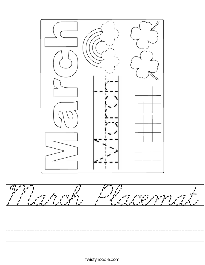 March Placemat Worksheet