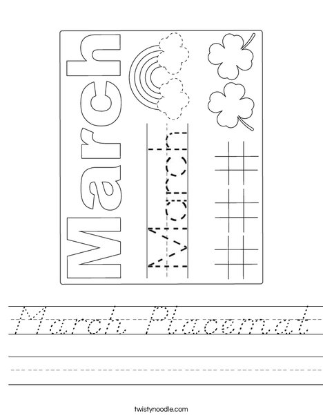 March Placemat Worksheet
