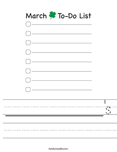March To-Do List Worksheet