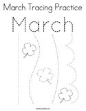 March Tracing Practice Coloring Page