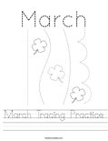 March Tracing Practice Worksheet