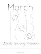 March Tracing Practice Handwriting Sheet