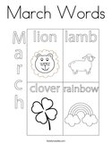 March Words Coloring Page